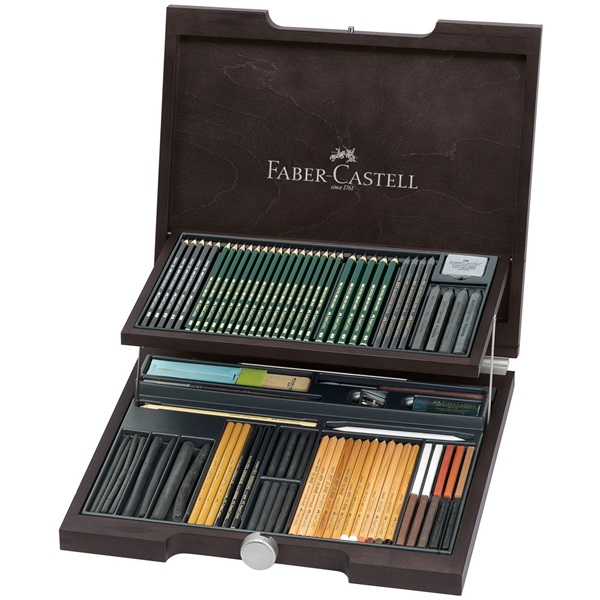 Image of Ritkolspennset Faber-Castell PITT MONOCHROME Komplett. träskrin 112971 4005401129714