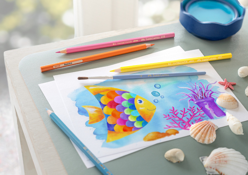 Image of Akvarellpennset Faber-Castell Watercolour pencil + brush box 24x 114425 4005401144250