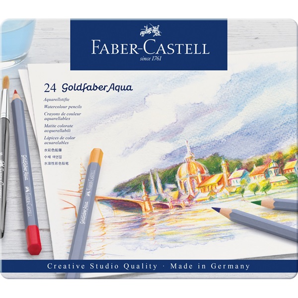 Image of Akvarellpennset Goldfaber Aqua tin of 24 (3F) 114624 4005401146247