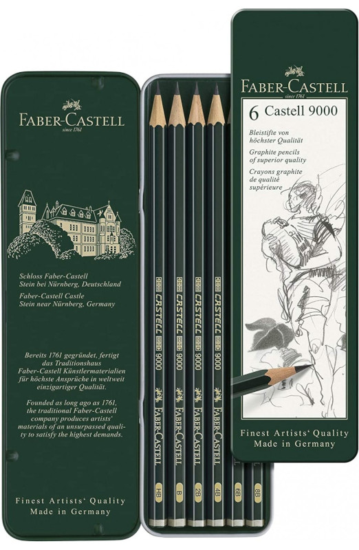Image of Blyertset  Faber-Castell 9000 6 pennor (5F) 119063 4005401190639