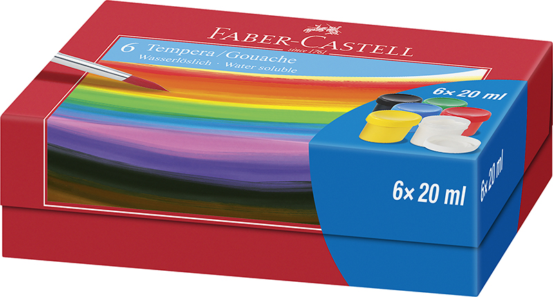 Image of Färgset Faber-Castell Tempera/Gouache colour 6 pots of 20 ml 121040 4005401210405