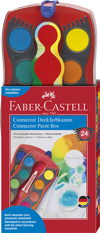 Image of Färgset Faber-Castell Connector paint box 24 colours red 125031 4005401250319