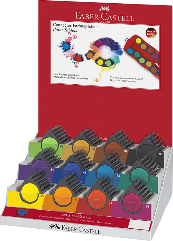 Image of Ställ Färgset Faber-Castell Connector paint tablet basic 125090 4005401250906
