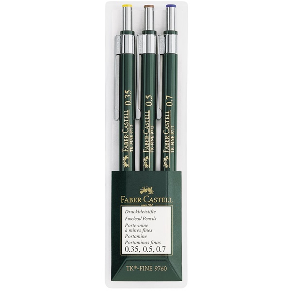 Image of Stiftpennset Faber-Castell Mechanical pencil TK-FINE wallet of 3: 0,35 0,5 0,7 136030 4005401360308