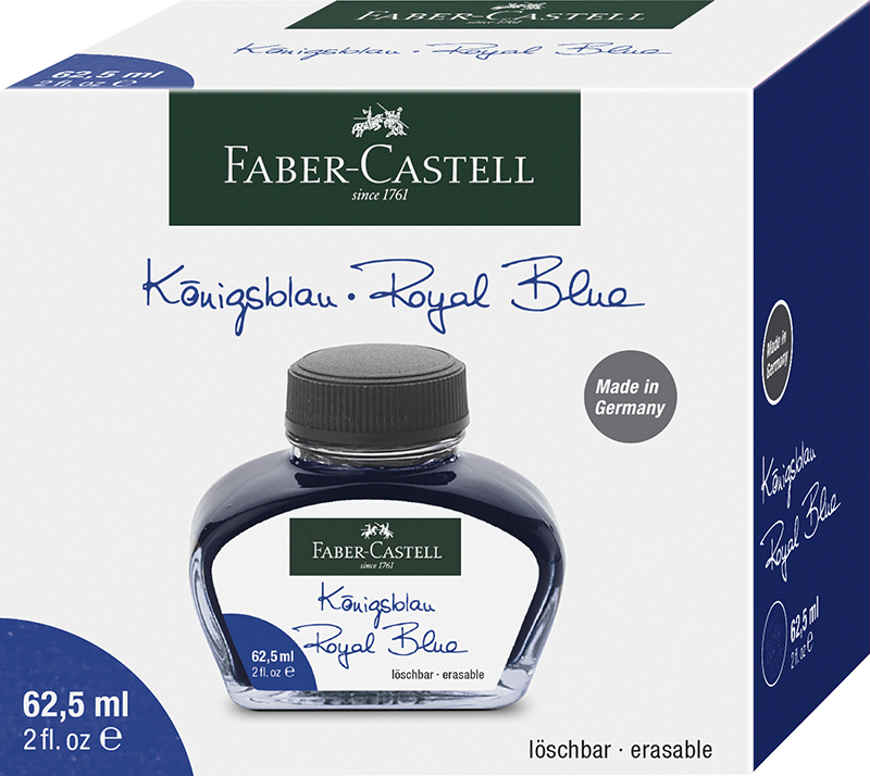 Image of Bläck Faber-Castell glasflaska Ink glass 62,5 ml Royal Blue, erasable 148701 4005401487012