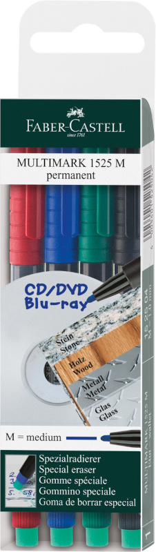 Image of Märkpenna Faber-Castell Multimark 1525 M 1,0mm Etui/4 färger (5F) 152504 4005401525042