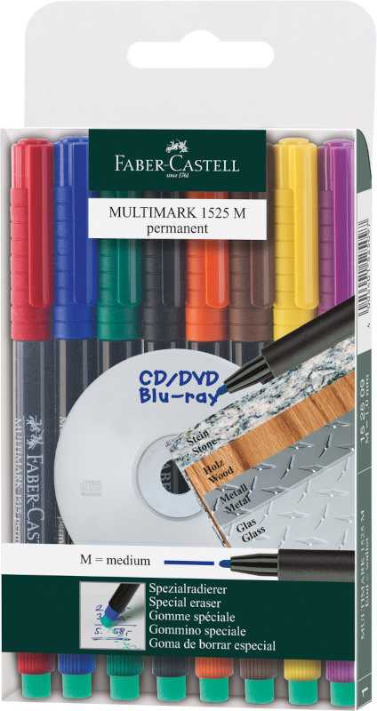 Image of Märkpenna Faber-Castell Multimark 1525 M 1,0mm Etui/8 färger (5F) 152509 4005401525097