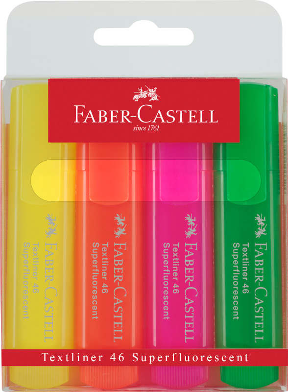Image of Överstrykningspenna Faber-Castell 46  Transp. Etui/4 färger (5F) 154604 4005401546047