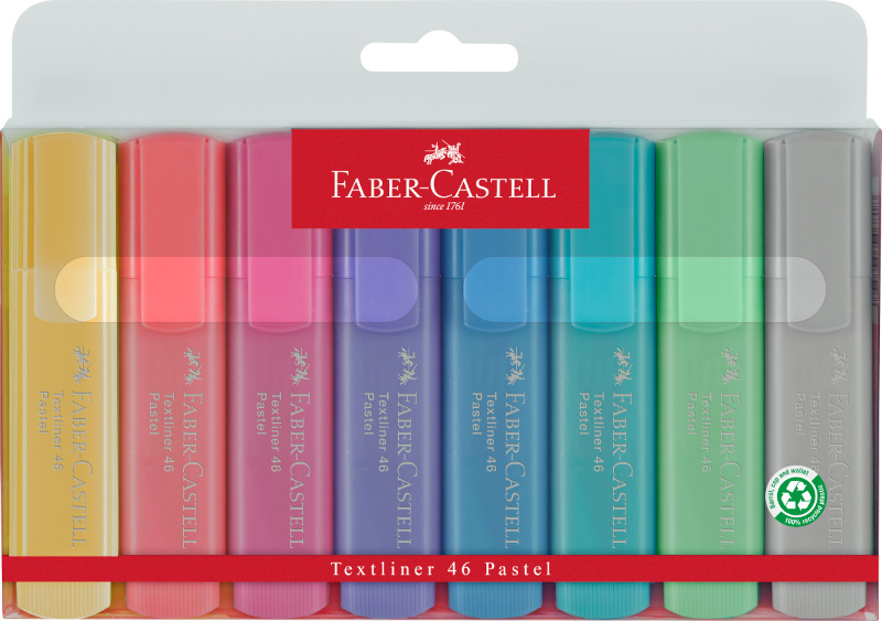 Image of Överstrykningspenna Faber-Castell Pastell - etui 8 färger (5F) 154681 4005401546818