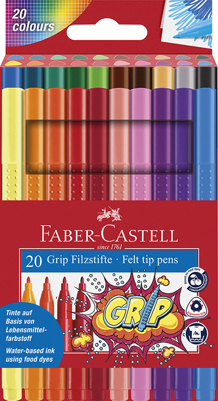 Image of Fiberpennset Faber-Castell Redline 20 Grip Colour Marker (10F) 155320 4005401553205
