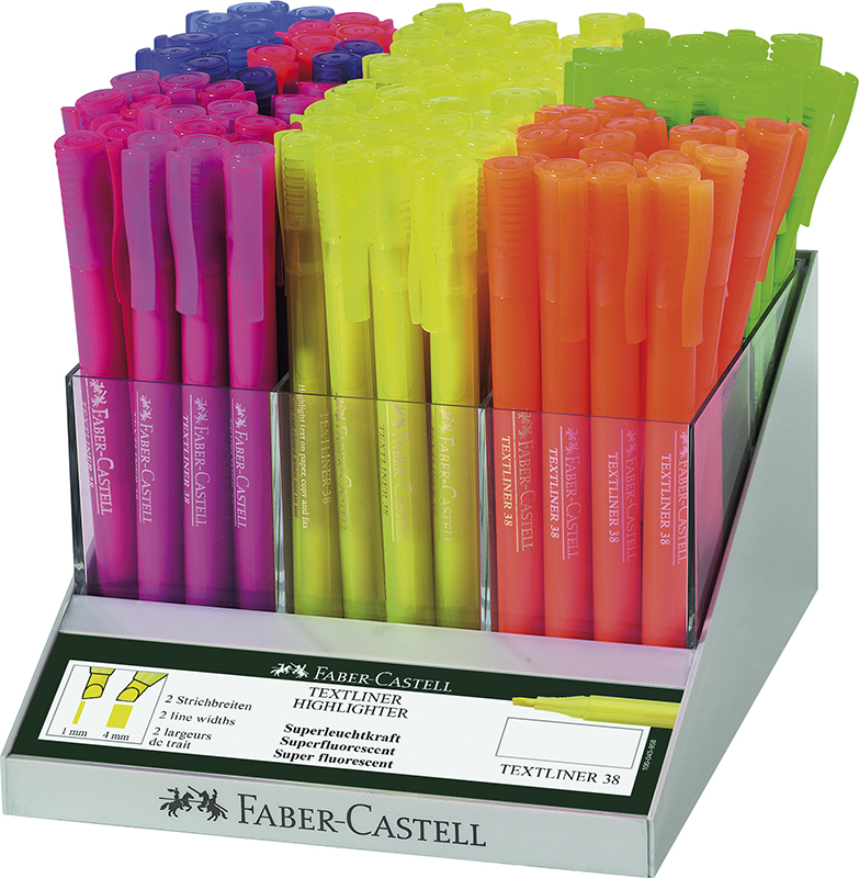 Image of Ställ Överstrykningspenna Faber-Castell POS display Textliner 38 96x 157796 4005401577966