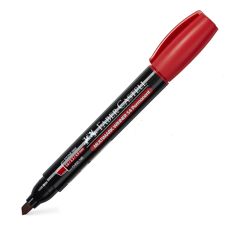 Image of Märkpenna Faber-Castell Multimark Winner 54 Chisel 1,6-2,8mm Röd (12F) 157921 7754111654203