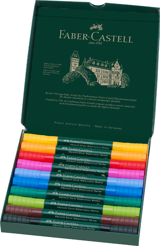 Image of Akvarellmarkerset Faber-Castell Albrecht Dürer 10 pennor (3F) 160310 4005401603108