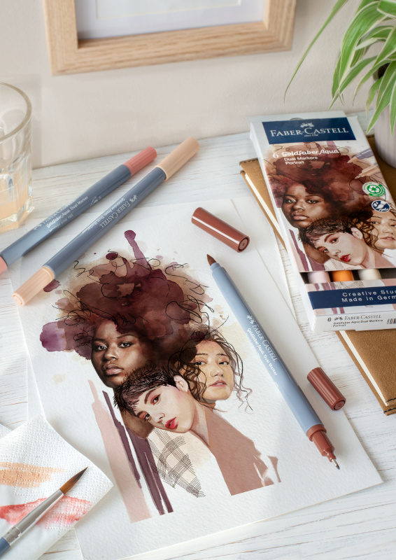 Image of Akvarellpennset Goldfaber Aqua Dual Marker 6x Portrait (5F) 164523 4005401645238