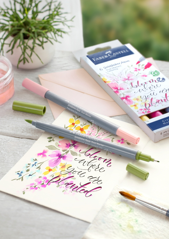 Image of Akvarellpennset Goldfaber Aqua Dual Marker 6x Lettering (5F) 164524 4005401645245