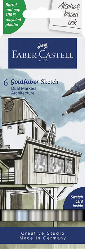 Image of Sketch Marker Faber-Castell Goldfaber 6ct set Architect 164807 4005401648079