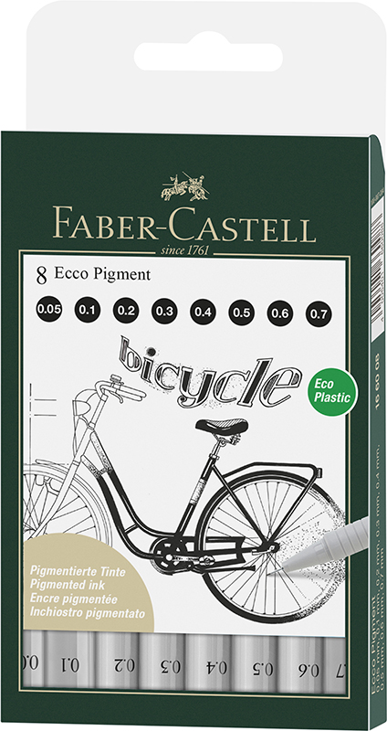 Image of Ritpenna Faber-Castell Ecco Pigment Set 0.05/1/2/3/4/5/6/7 166008 4005401660088