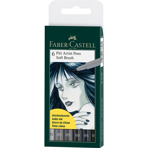 Image of Ritpennset Faber-Castell PITT Artist Soft Brush  6sort greys (5F) 167806 4005401678069