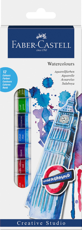 Image of Akvarellset Faber-Castell 12 sorterade färger 12ml 160503 4005401695028