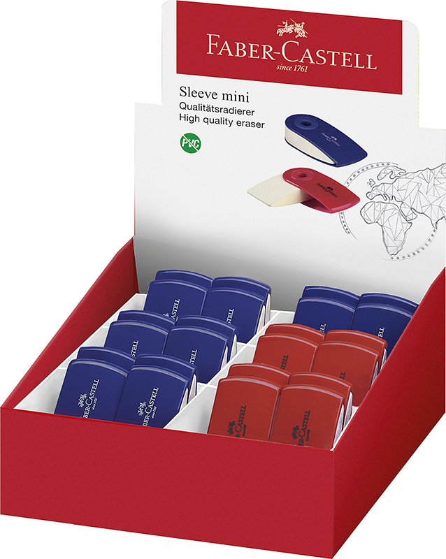 Image of Suddigum Faber-Castell Eraser PVC-free Sleeve Mini red/blue 24x 182411 9556089824118