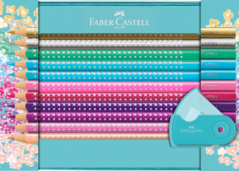 Image of Sparkle Faber-Castell Gift-set, metalletui med 20 färgpennor + vässare 201641 4005402016419