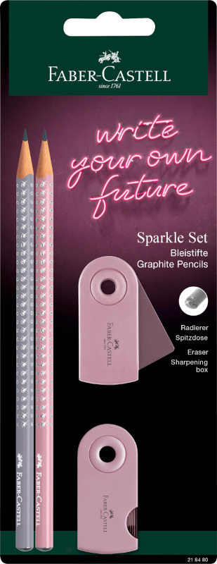 Image of Skrivset Faber-Castell Sparkle Rose Shadows, 2 blyerts, rader, vässare (10F) 218480 4005402184804