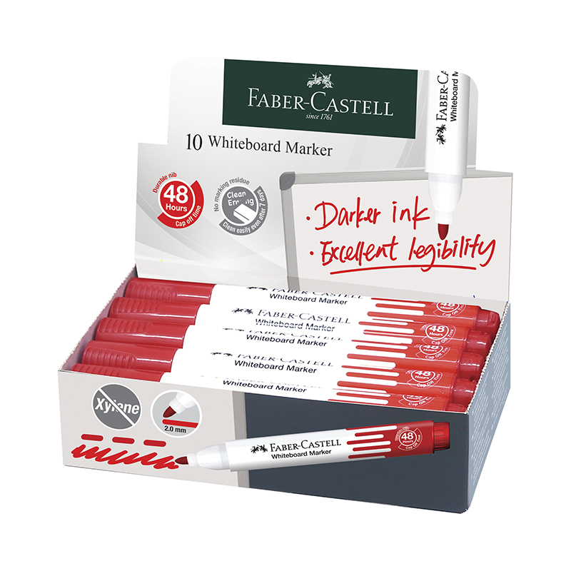 Image of Whiteboardpennset Faber-Castell W20 red (10F) 254021 9556089003322