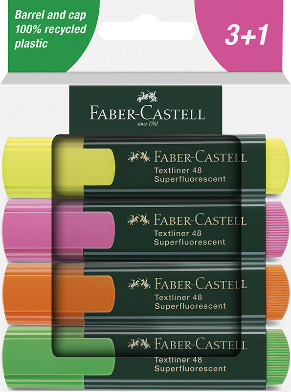 Image of Överstrykningspennset Faber-Castell Highlighter TL 48 d Wallet of 4 254844 4005402548446