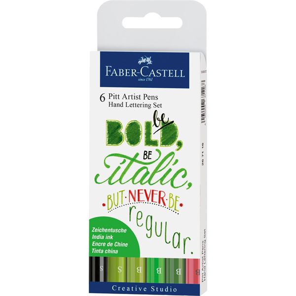 Image of Ritpenna Faber-Castell PITT Artist Handlettering 6 sorterade gröna 267117 4005402671175