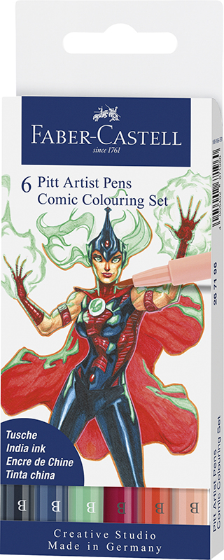 Image of Ritpennset Faber-Castell  India ink Pitt Artist Pen Comic 6x 267196 4005402671960