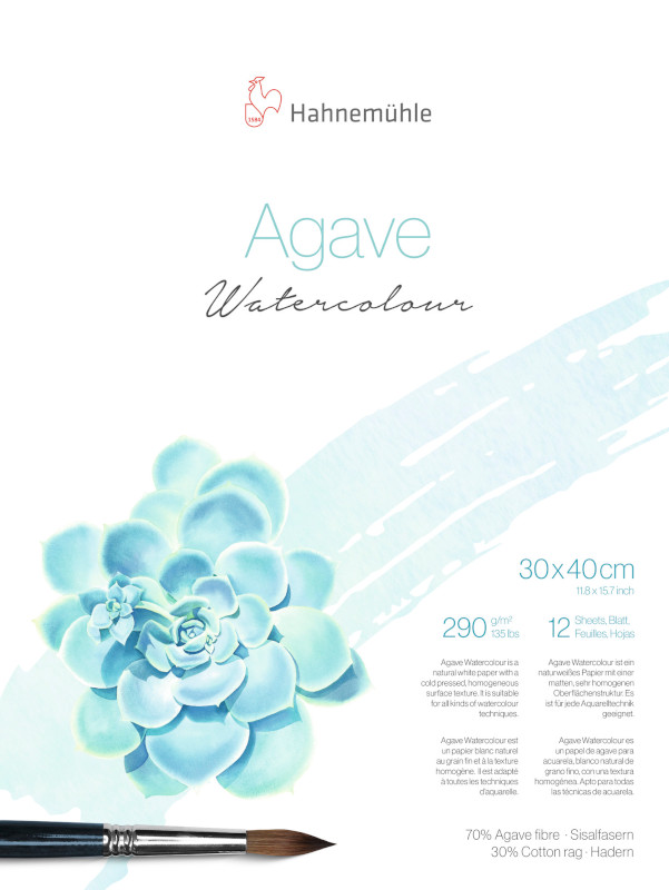 Image of Akvarellblock Hahnemühle Agave 290g CP 30x40cm 12ark 10625402 4011367114060
