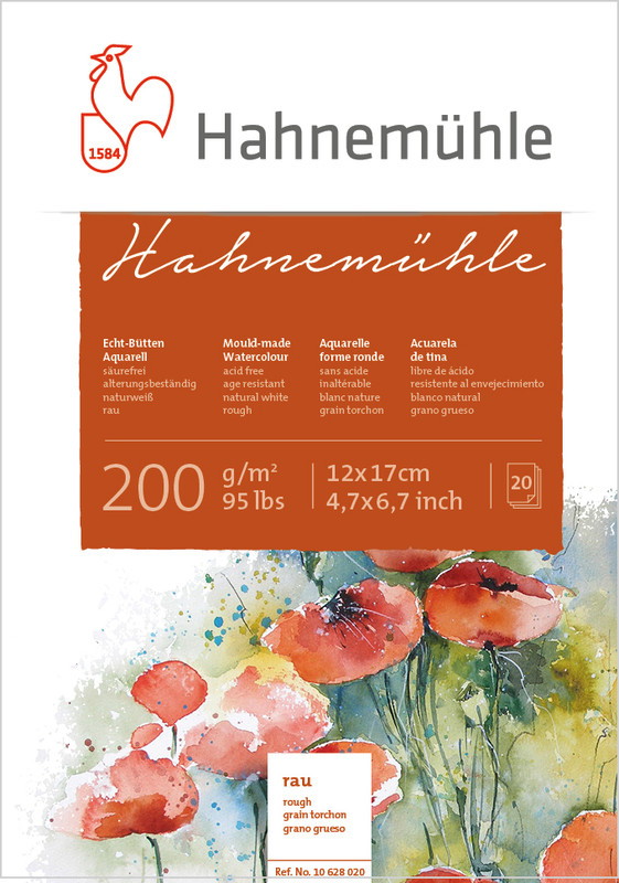 Image of Akvarellblock Hahnemühle 200g Rough 12x17cm 20ark 10628020 4011367280208