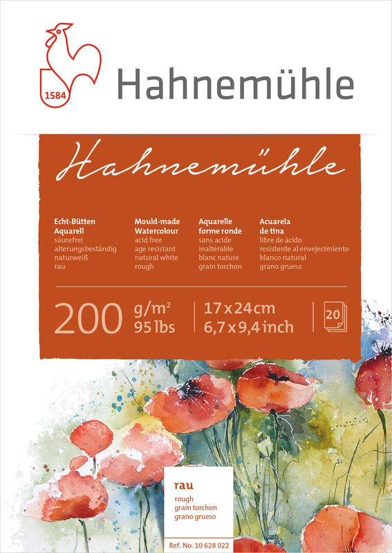 Image of Akvarellblock Hahnemühle 200g Rough 17x24cm 20ark 10628022 4011367280222