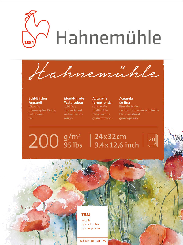 Image of Akvarellblock Hahnemühle 200g Rough 24x32cm 20ark 10628025 4011367280253