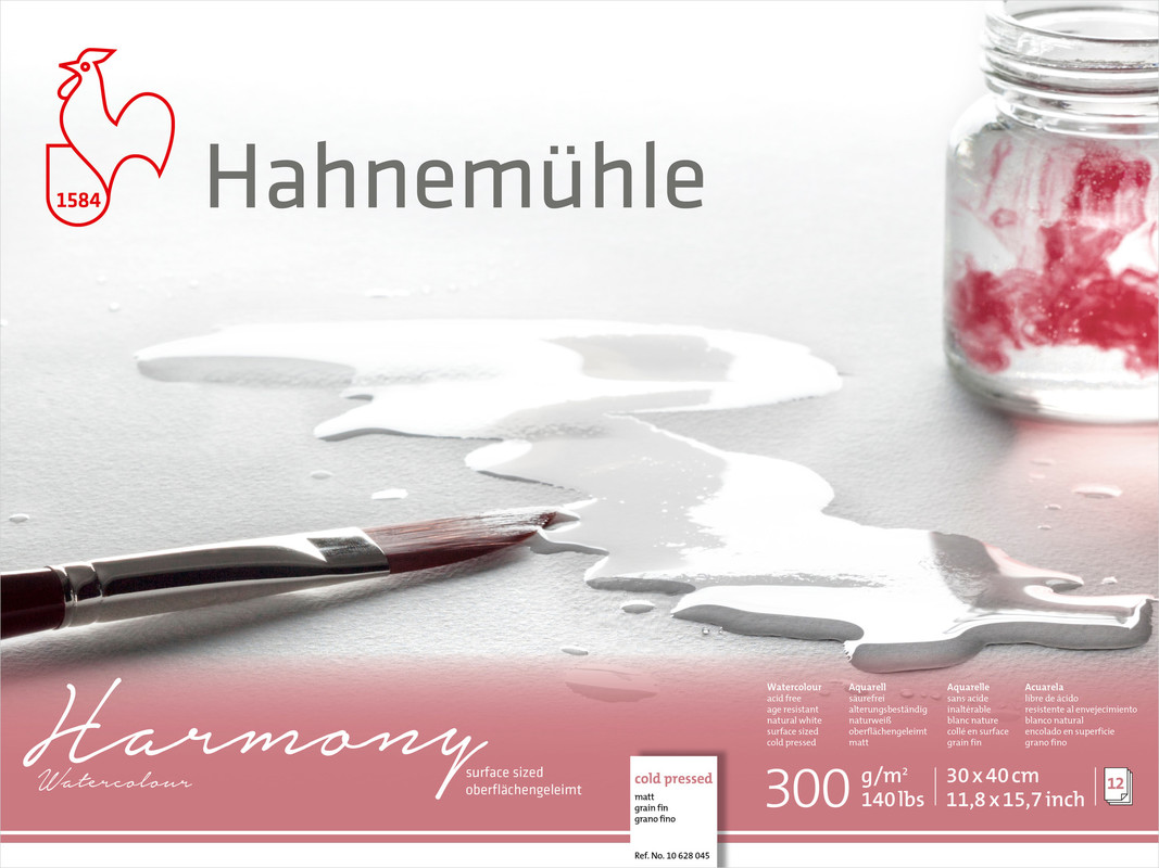 Image of Akvarellblock Hahnemühle Harmony 300g Cold Pressed 30x40cm 12ark 10628045 4011367106478