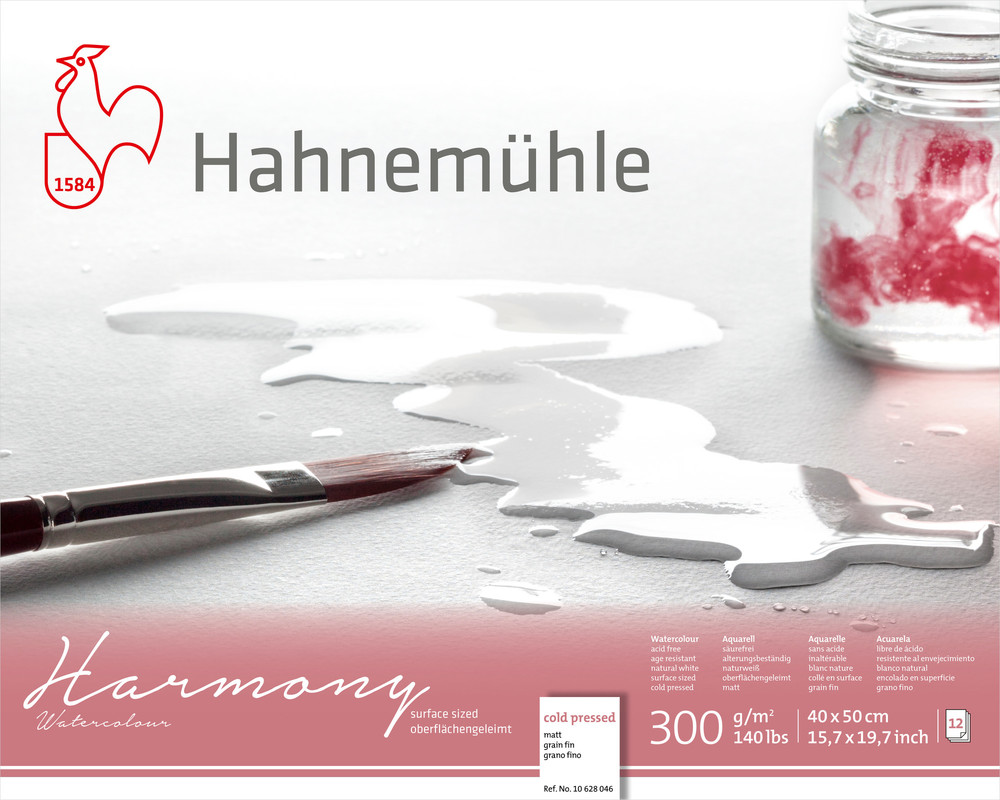 Image of Akvarellblock Hahnemühle Harmony 300g Cold Pressed 40x50cm 12ark 10628046 4011367106485