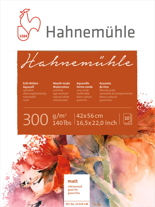 Image of Akvarellblock Hahnemühle 300g Cold Pressed 42x56cm 10ark 10628148 4011367281489