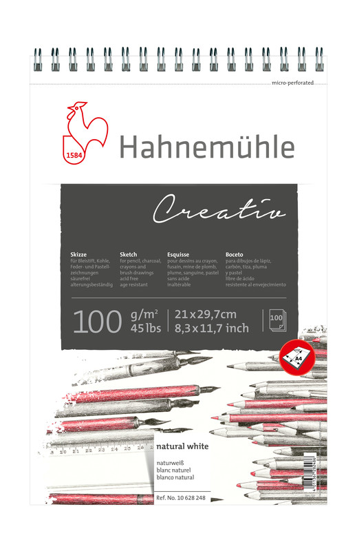 Image of Skissblock Hahnemühle Sketch Creativ 100g spiral A4 100ark 10628248 4011367282486