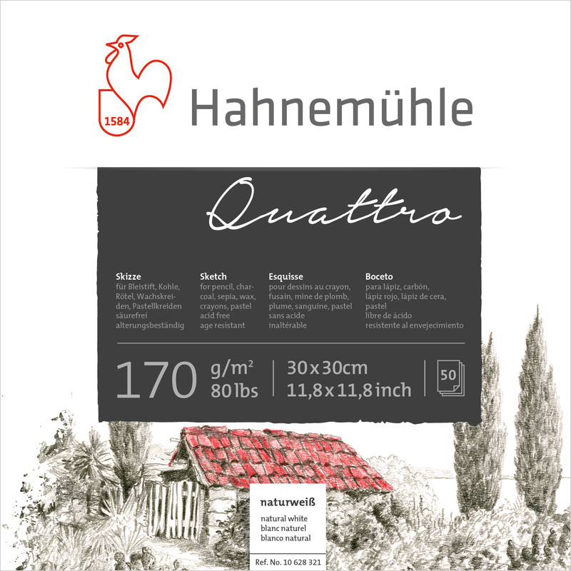 Image of Ritblock Hahnemühle Sketch Quattro 170g 25,4x25,4cm 50ark 10628320 4011367283209