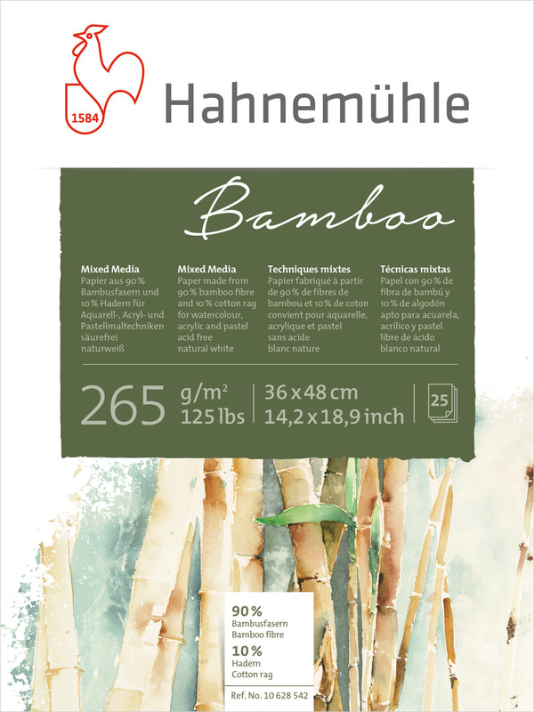 Image of Mixed Mediablock Hahnemühle Bamboo 265g 36x48cm 25ark 10628542 4011367285425