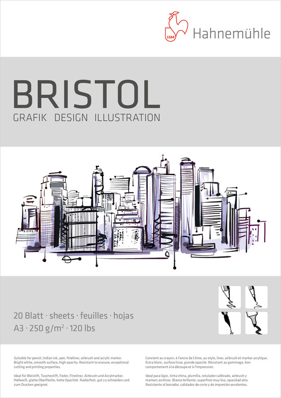 Image of Ritblock Hahnemühle Bristol 250g A3 20ark 10628723 4011367287023
