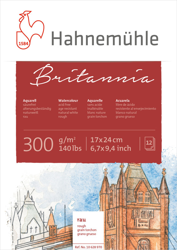 Image of Akvarellblock Hahnemühle Britannia 300g Rough 17x24cm 12ark 10628970 4011367289706