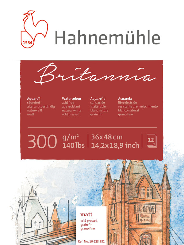 Image of Akvarellblock Hahnemühle Britannia 300g Cold Pressed 36x48cm 12ark 10628982 4011367289829
