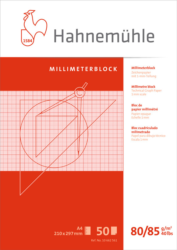 Image of Millimeterblock Hahnemühle 80/85g A4 red 50ark 10662561 4011367625610