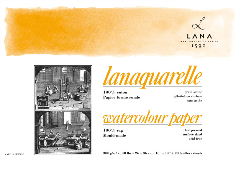 Image of Akvarellblock LANA Lanaquarelle 300 g HotP. 230x310. 20ark 15023363 4011367102050