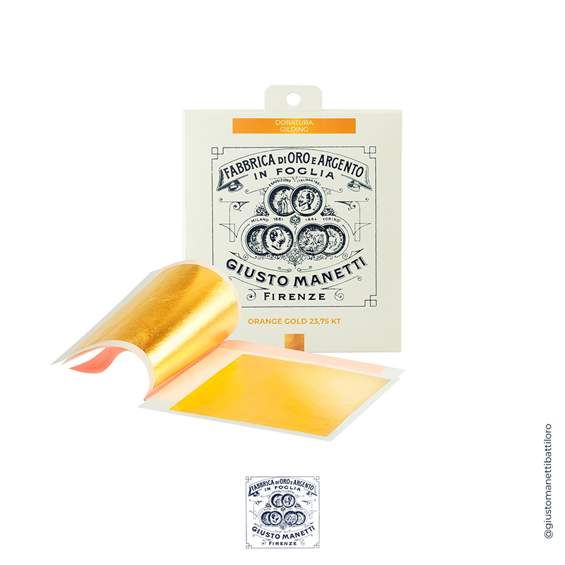 Image of Förgyllning Manetti ORANGE GOLD (ROSENOBLE) 23.75 CTS MM.80  TRANSFER 25 LEAVES 13GR. 2OBBABB25 8051566249541