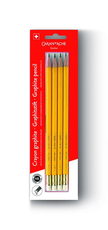 Image of Blyertspennset Caran d´Ache Blister, 4 pencils HB with eraser 351372 7610186463723