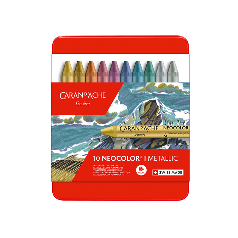 Image of Vaxkrita Caran d´Ache NeoColor I 10 sort metallic kritor 7004310 7610186239120