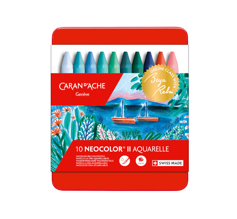 Image of Kritset Caran d´Ache Neocolor II, Beya Rebaï cold shades, metal box 10  UTGÅTT 7500510 7630002350167