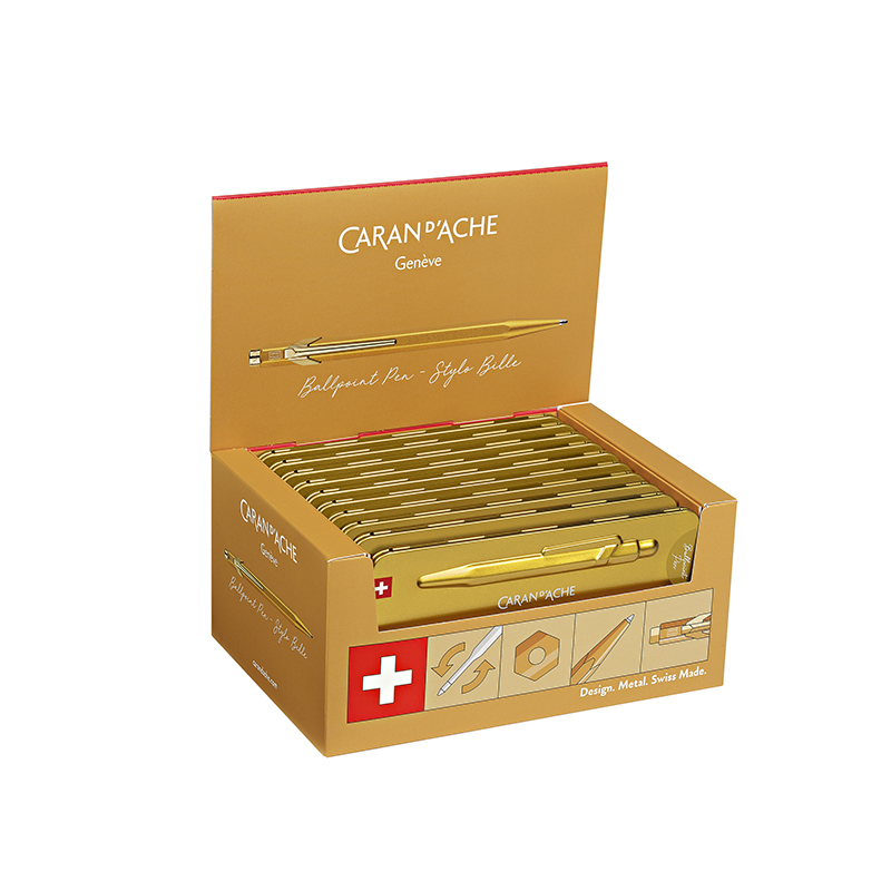 Image of Ställ Kulspetspenna Caran d´Ache Display ballpoint pen 849 Goldbar, with slimpack, 10 pcs 849099 7630002316866